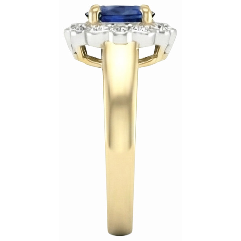 Anello Halo 2,25 carati. Sri Lanka Sapphire Diamonds Two Tone New con oro giallo e bianco 14K