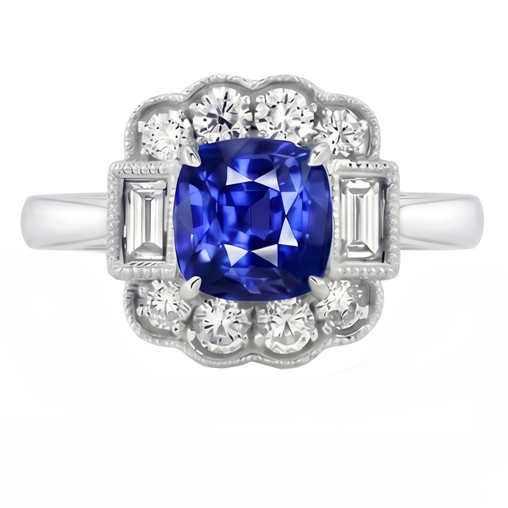 vero baguette diamante 2.50carati anello angolo laterale