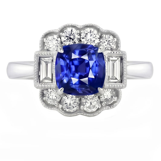 vero baguette diamante 2.50carati anello angolo laterale