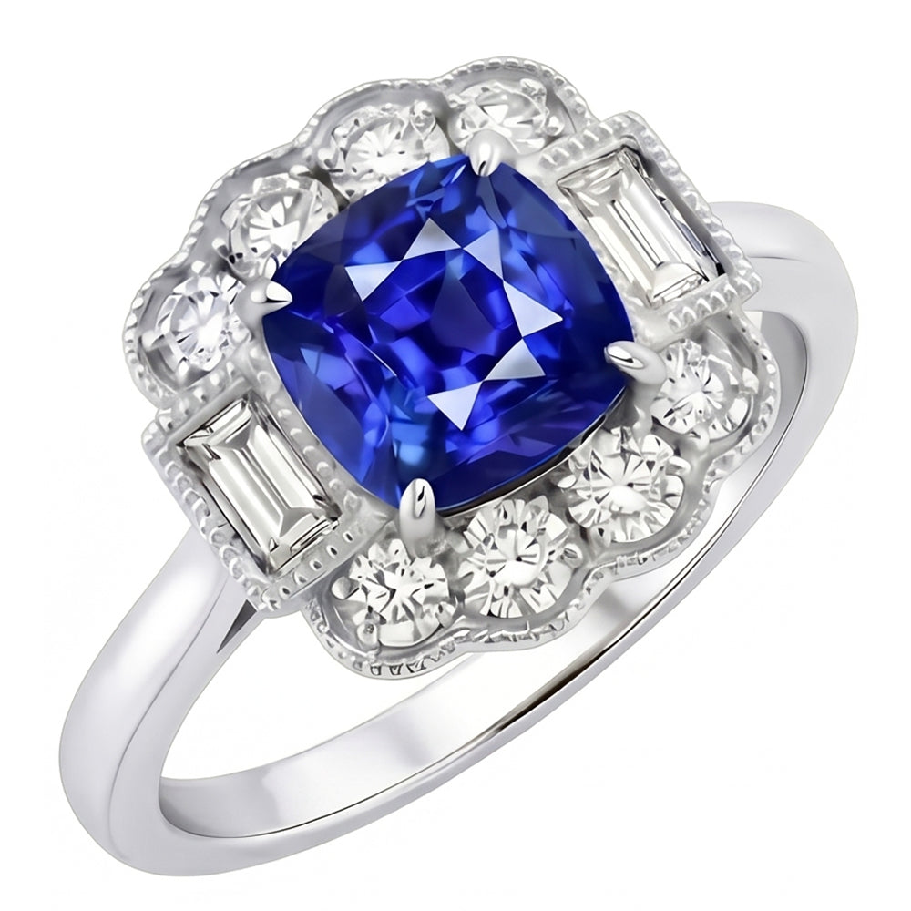 vero baguette diamante 2.50carati anello vista frontale