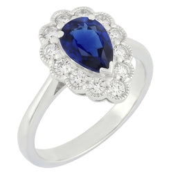 Anello Halo Anniversario Stile Antico Con Zaffiro Blu Pietra Preziosa 3.50 Carati