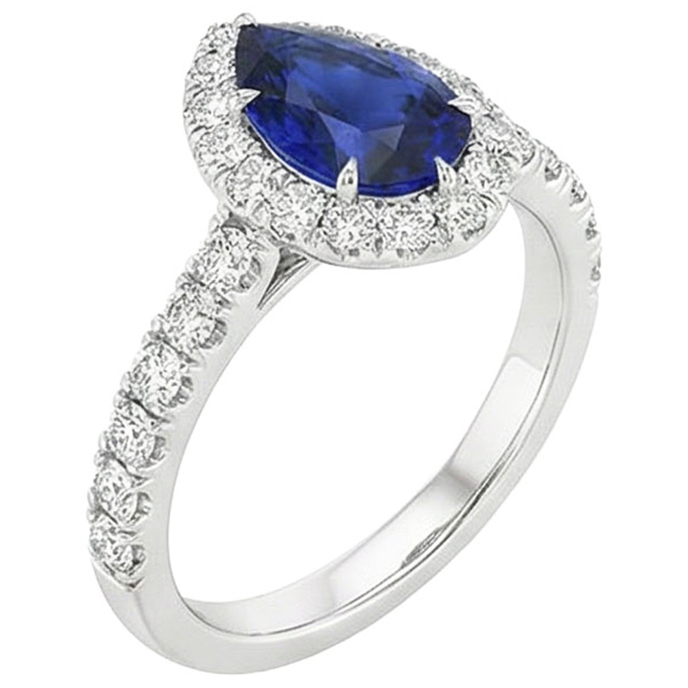 vero pear diamante 4.50carati anello vista dall'alto