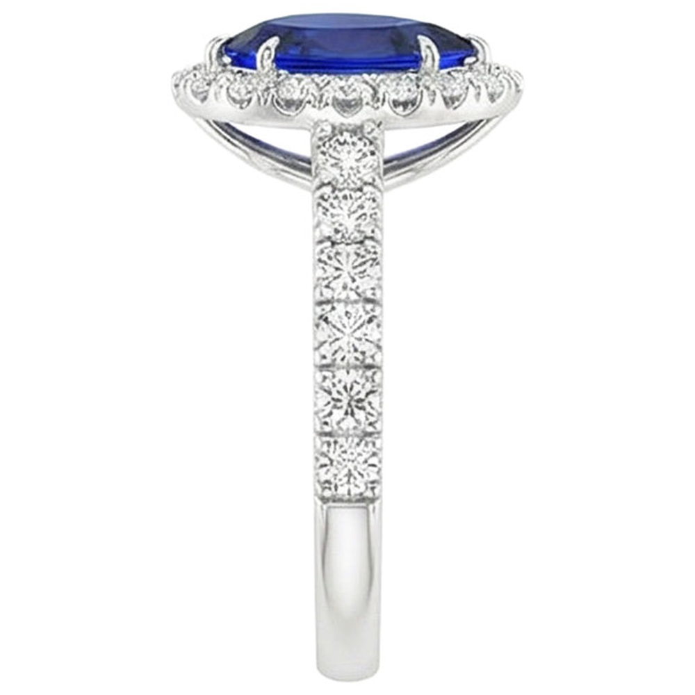 vero pear diamante 4.50carati anello su bianco