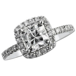 Anello Halo Anniversary in oro bianco 14K con diamanti scintillanti 2,65 carati