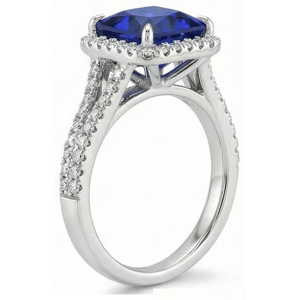 vero princess zaffiro 6.5carati anello con accenti diamanti