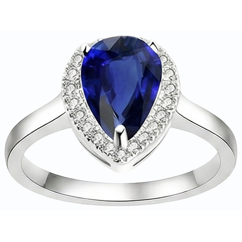 Anello Halo Deep Blue Zaffiro Oro Bianco & Diamanti Naturali Autentici ( non creati in laboratorio ) 3.50 Carati