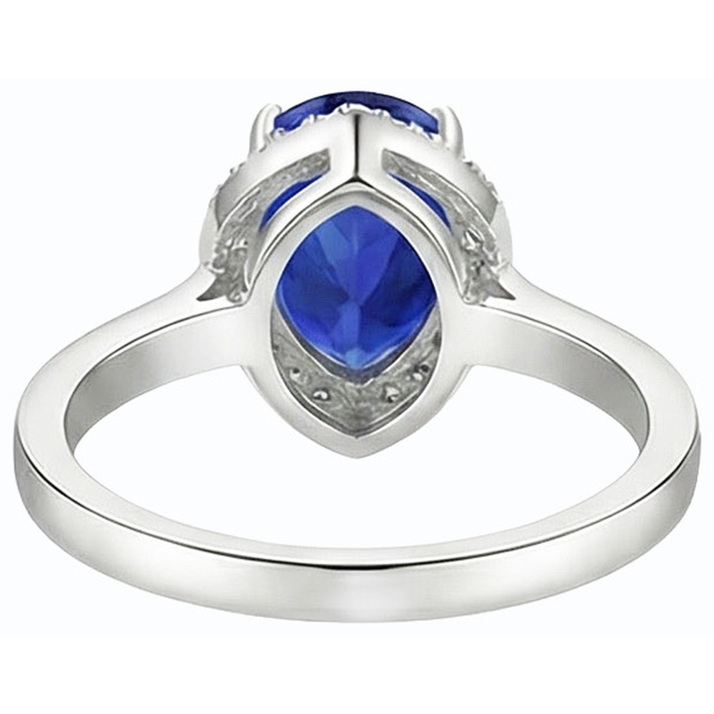 Anello Halo Deep Blue Zaffiro Oro Bianco & Diamanti Naturali Autentici ( non creati in laboratorio ) 3.50 Carati