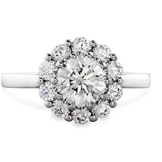 Anello Halo Di Fidanzamento Con Genuino Diamante Da 3.75 Carati