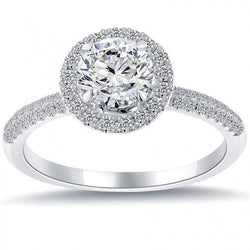Anello Halo Di Fidanzamento Con Genuino Diamante Rotondo Da 2.90 Carati