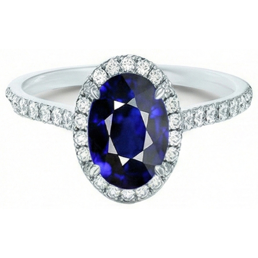 vero oval diamante 7.50carati anello vista frontale