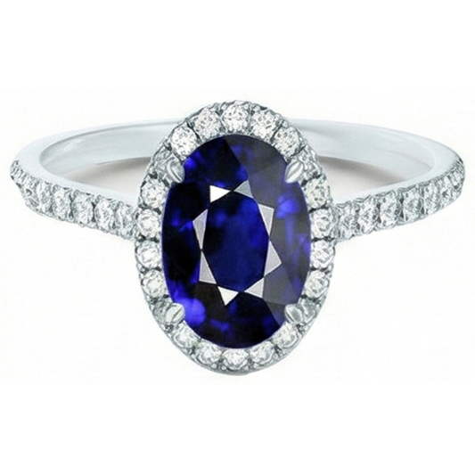 vero oval diamante 7.50carati anello vista frontale