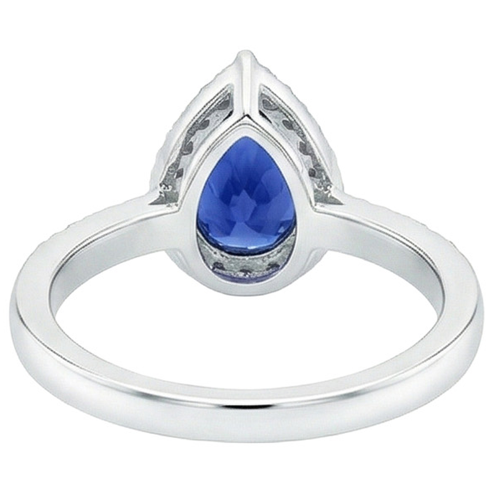 Anello Halo Diamond Blue Sapphire stile a goccia con accenti 5.50 carati