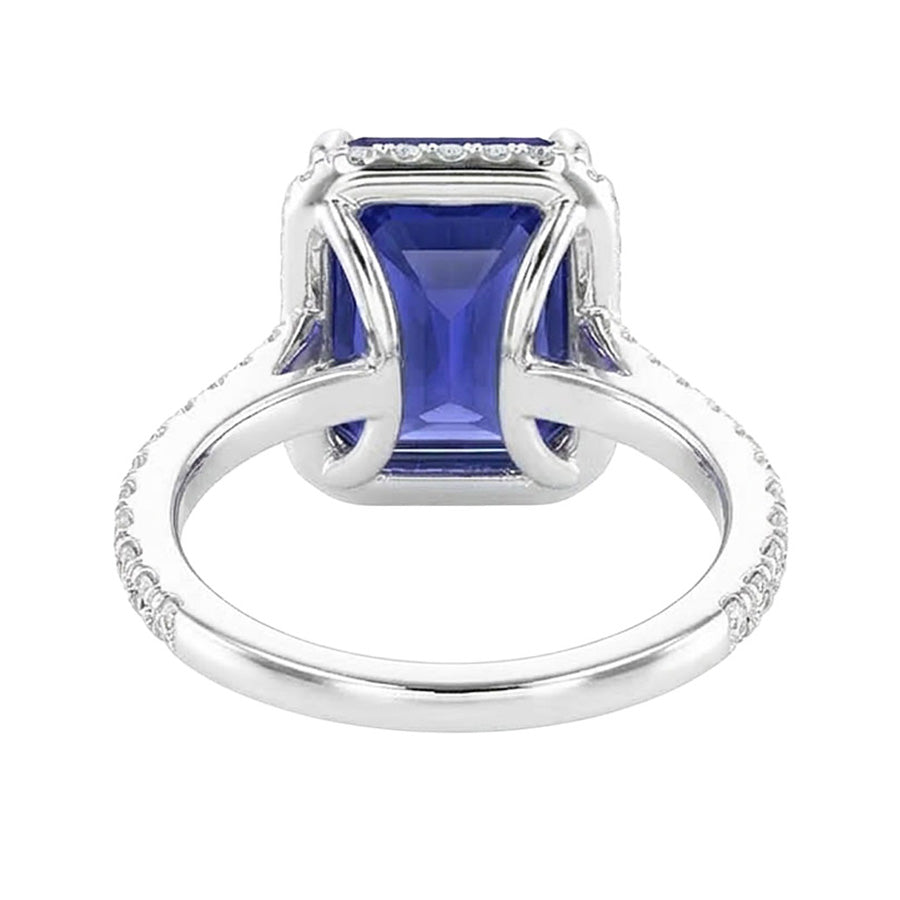 vero round zaffiro 4.50carati anello su bianco