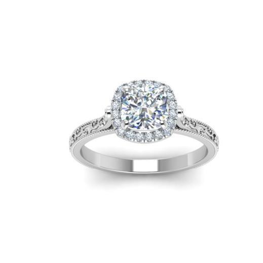 Anello Halo In Stile Antico Con Vero Diamante Da 2.45 Carati