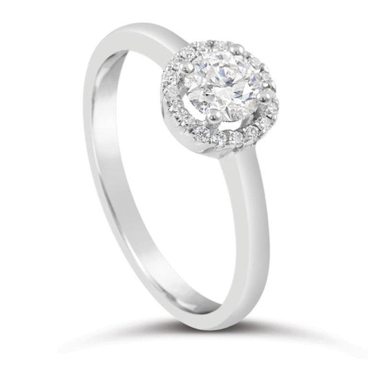 Anello Halo Nuziale Con Naturale Diamanti Da 1.65 Carati. Oro Bianco