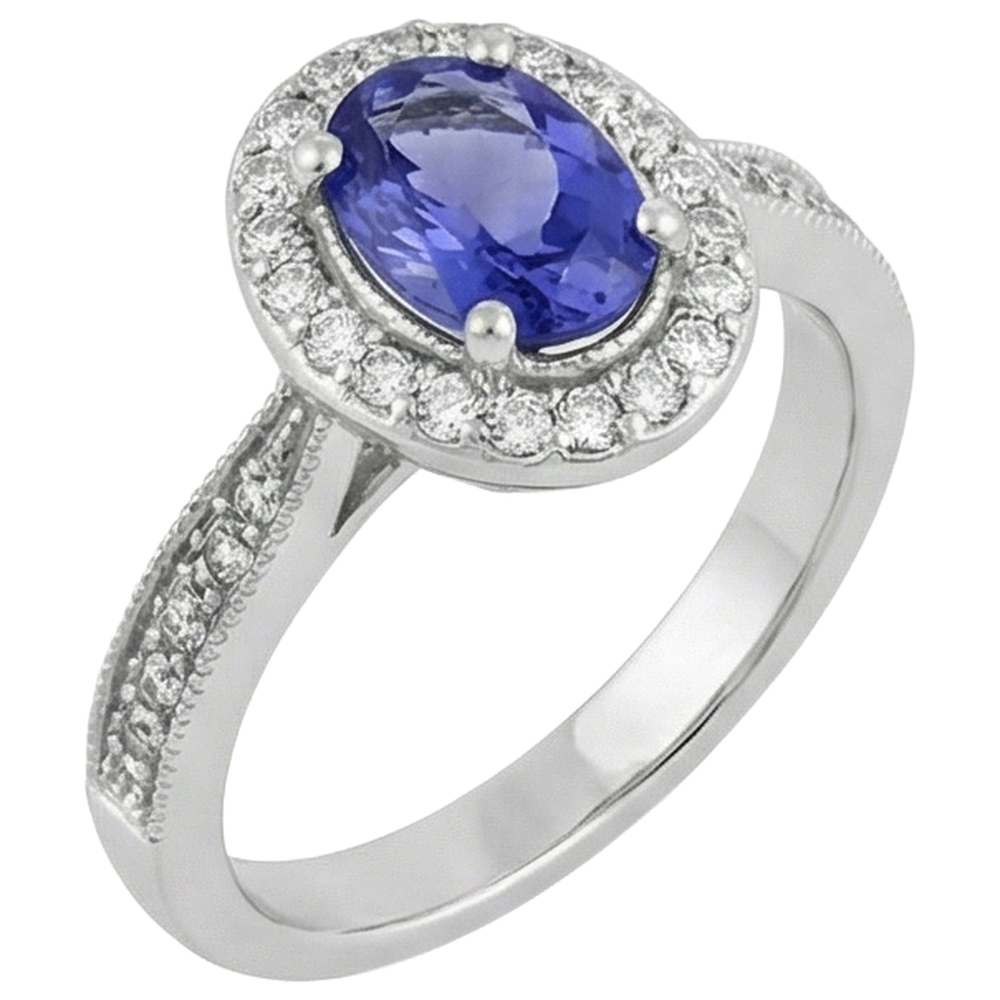 vero oval tanzanite 10.25carati anello vista dall'alto