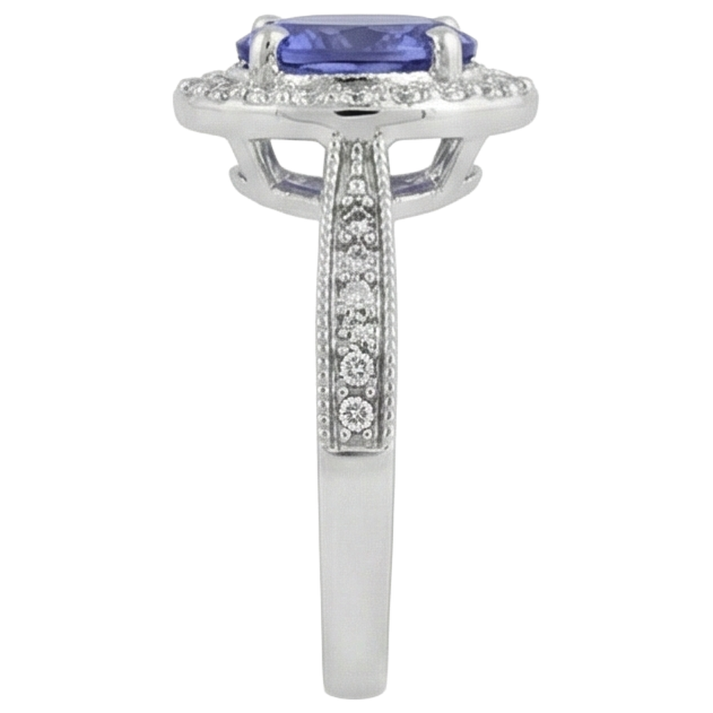 vero oval tanzanite 10.25carati anello vista di profilo