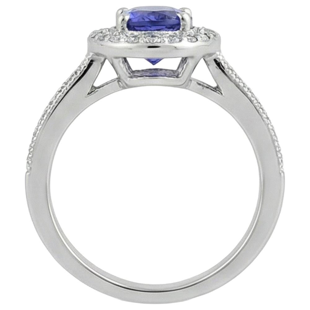 vero oval tanzanite 10.25carati anello su bianco