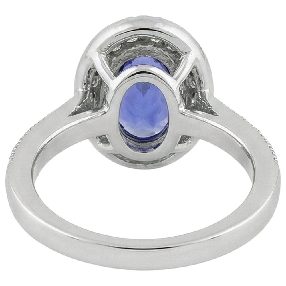 vero oval tanzanite 10.25carati anello con accenti diamanti