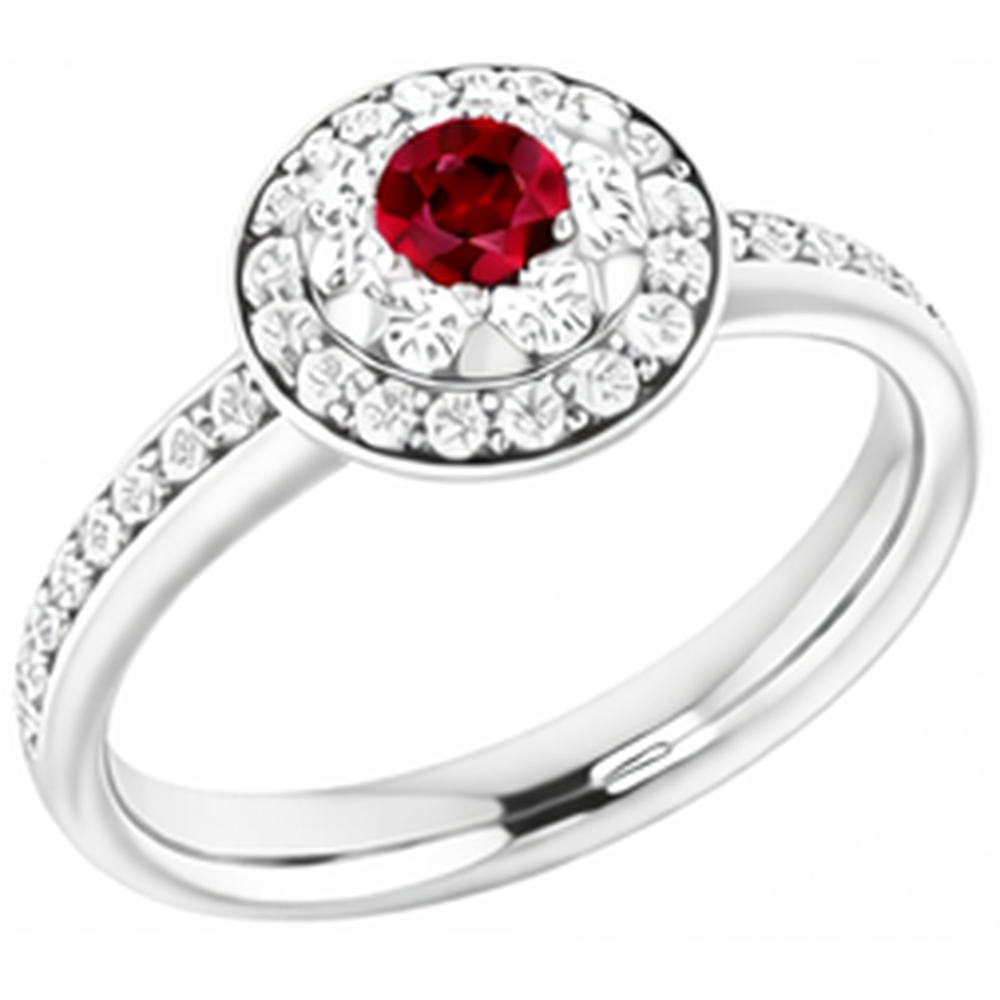 Anello Halo Rubino & Diamante 1.80 Carati Oro Bianco 14K