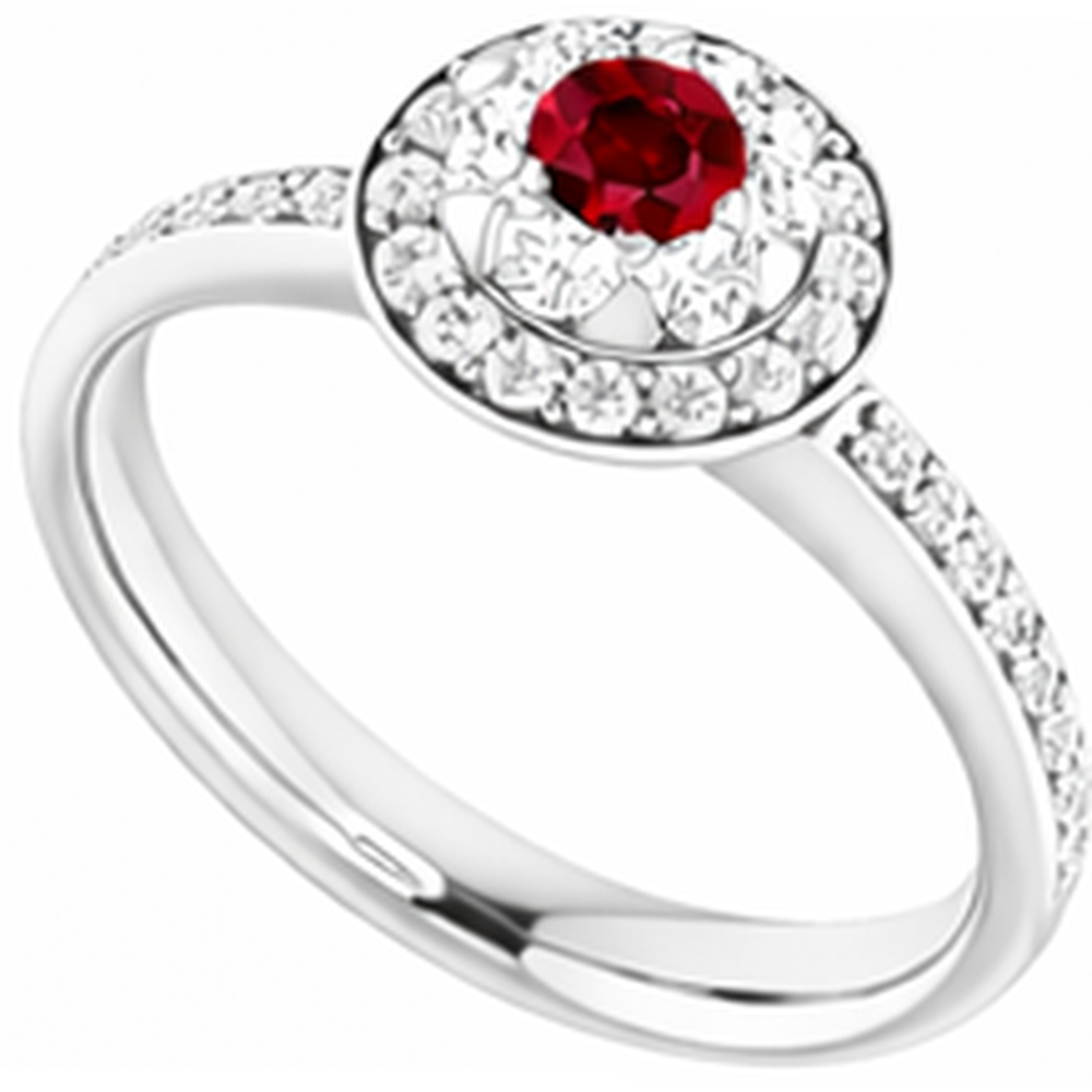 Anello Halo Rubino & Diamante 1.80 Carati Oro Bianco 14K