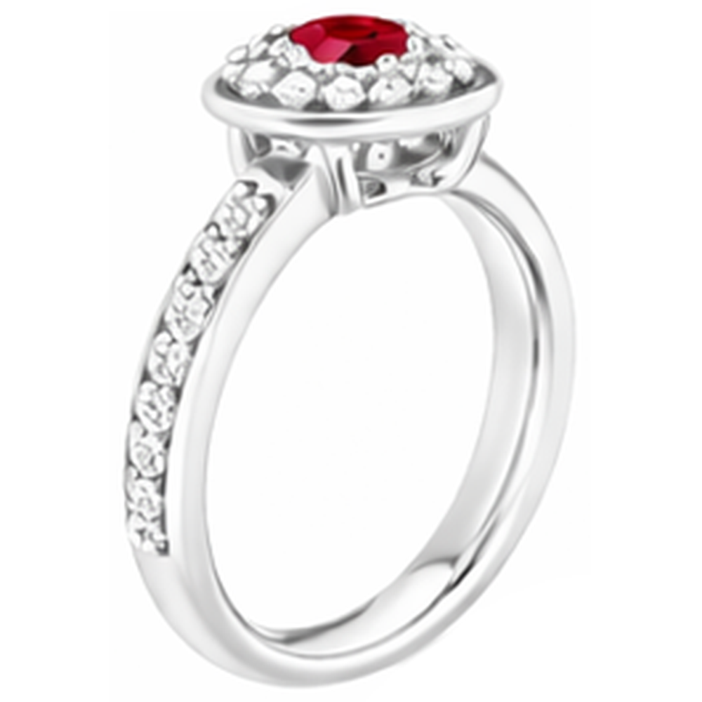 Anello Halo Rubino & Diamante 1.80 Carati Oro Bianco 14K