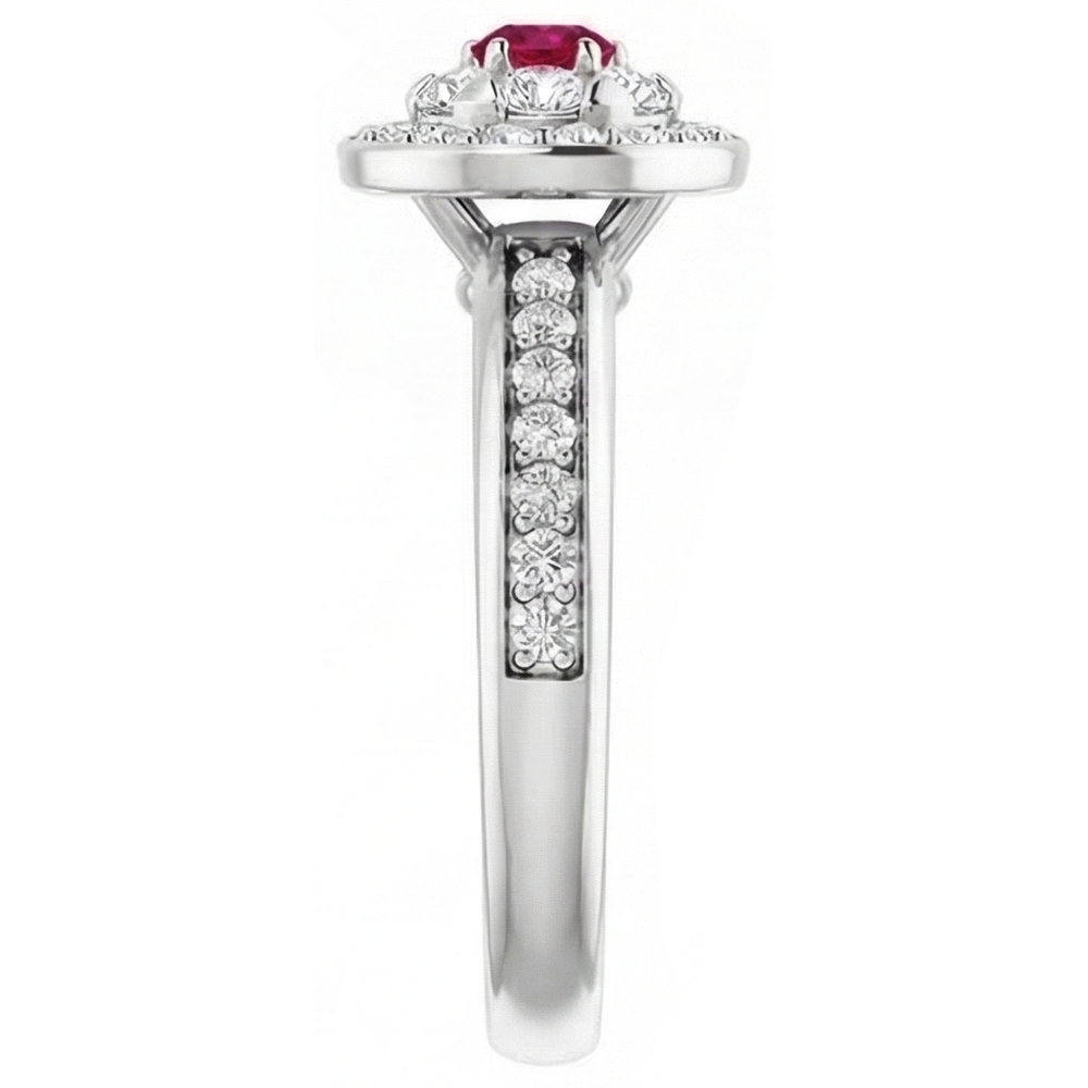 Anello Halo Rubino & Diamante 1.80 Carati Oro Bianco 14K