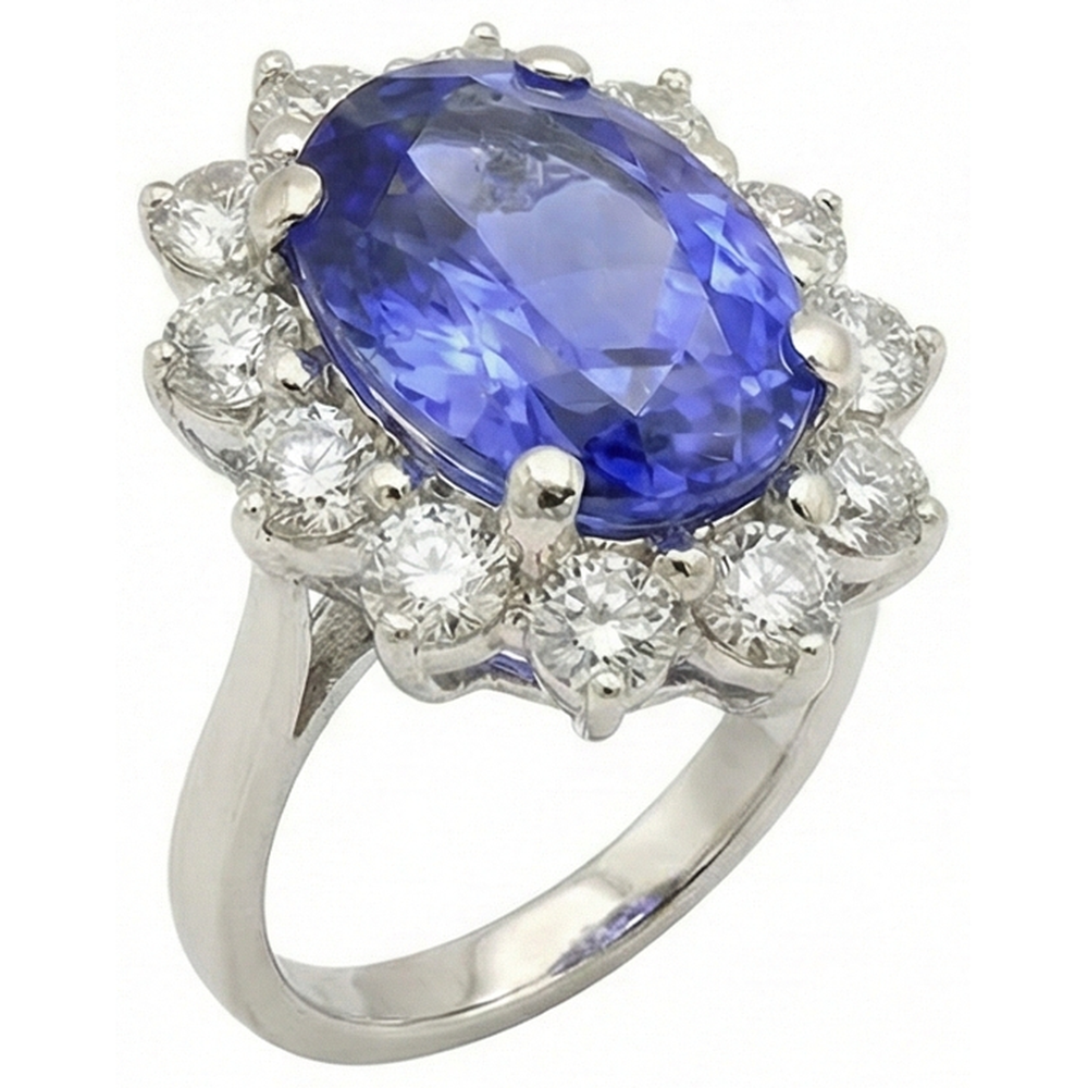 vero round tanzanite 7.50carati anello angolo laterale
