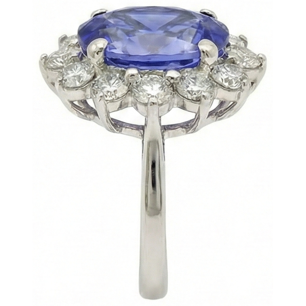 vero round tanzanite 7.50carati anello dettaglio ravvicinato