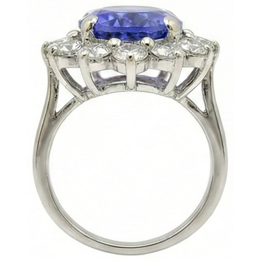 vero round tanzanite 7.50carati anello vista dall'alto