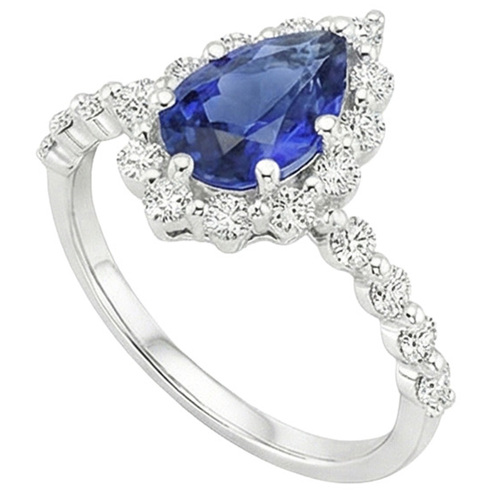 vero pear diamante 5carati anello dettaglio ravvicinato