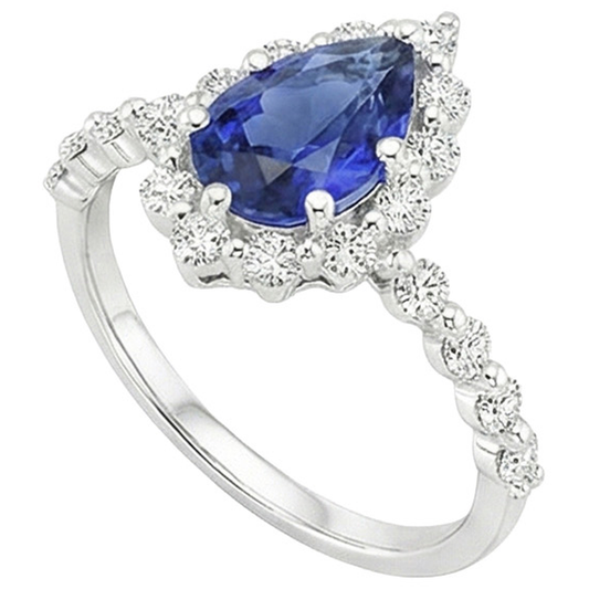 vero pear diamante 5carati anello dettaglio ravvicinato