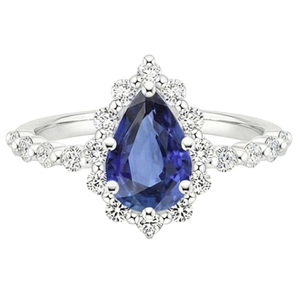 vero pear diamante 5carati anello vista di profilo