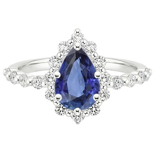 vero pear diamante 5carati anello vista di profilo