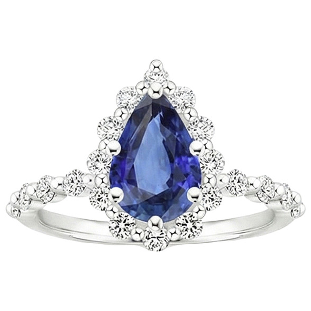 vero pear diamante 5carati anello su bianco