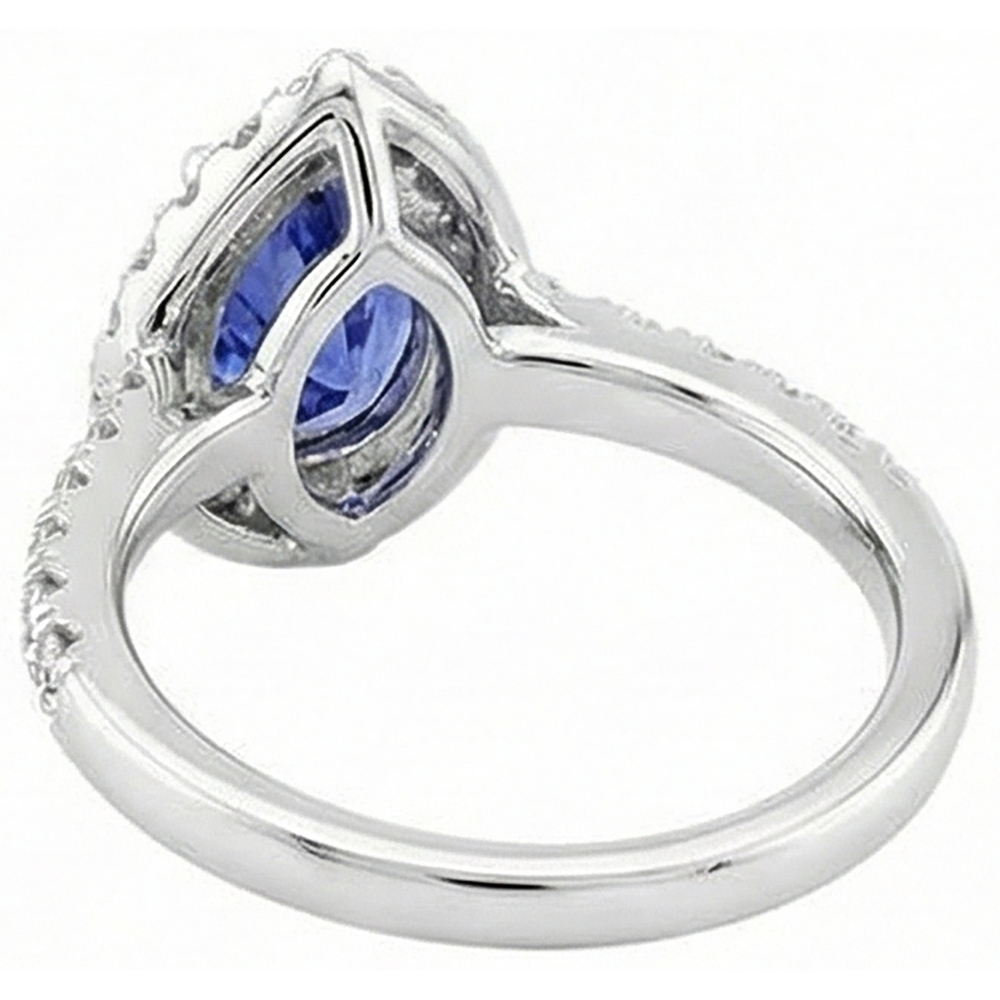 Anello Halo Tanzanite E Diamanti Naturali Autentici ( non creati in laboratorio ) 6.60 Carati Oro Bianco 14K
