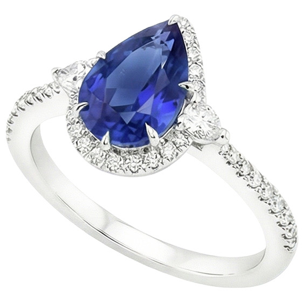 vero pear diamante 5.25carati anello dettaglio ravvicinato