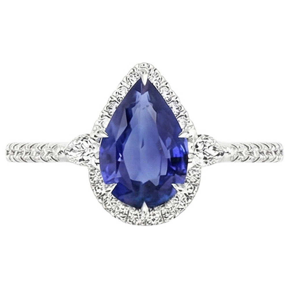 vero pear diamante 5.25carati anello vista di profilo