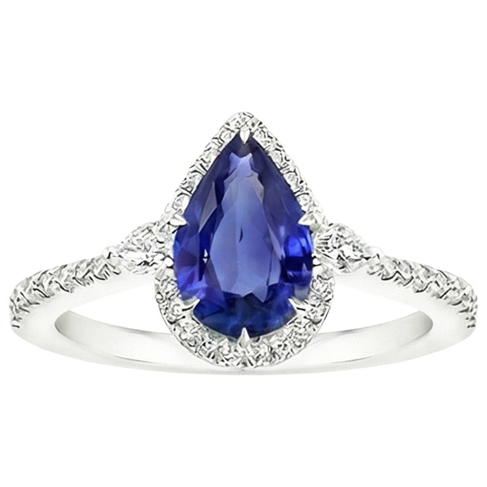 vero pear diamante 5.25carati anello su bianco