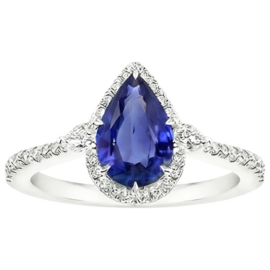 vero pear diamante 5.25carati anello su bianco