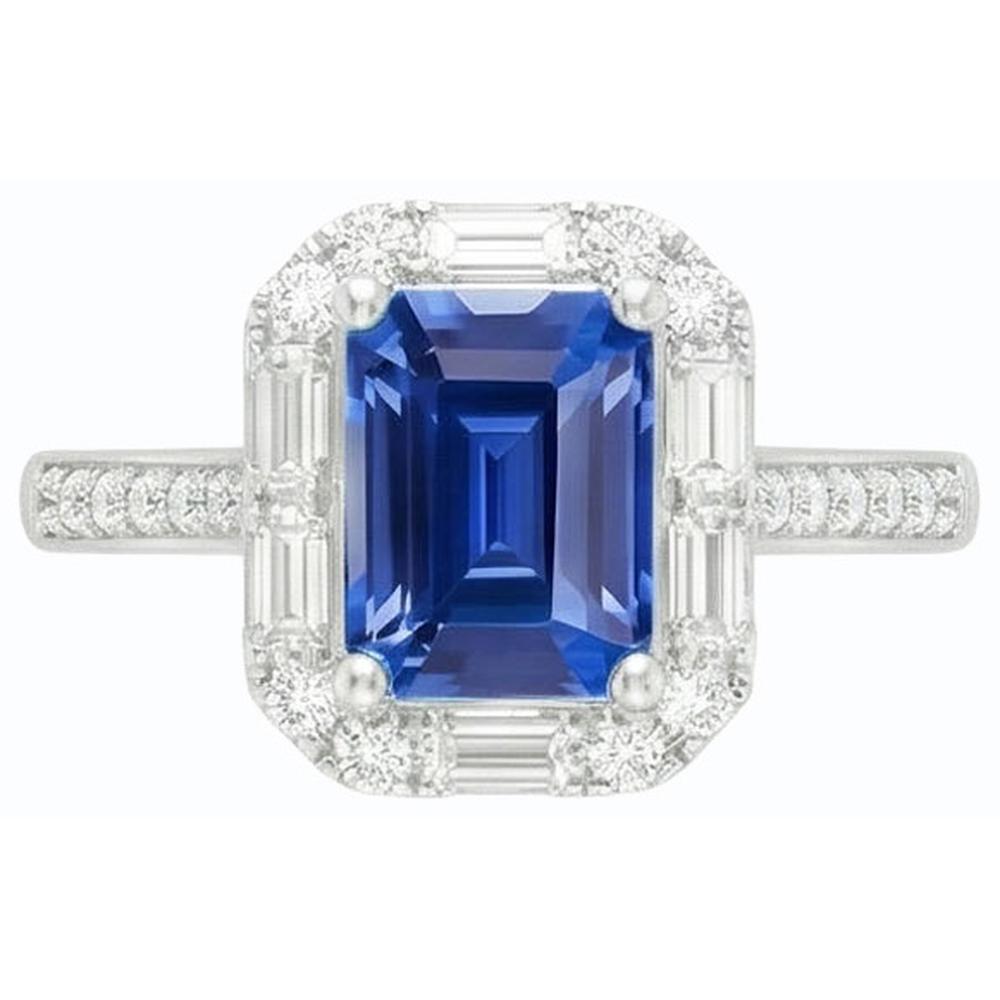 vero baguette diamante 3carati anello su bianco