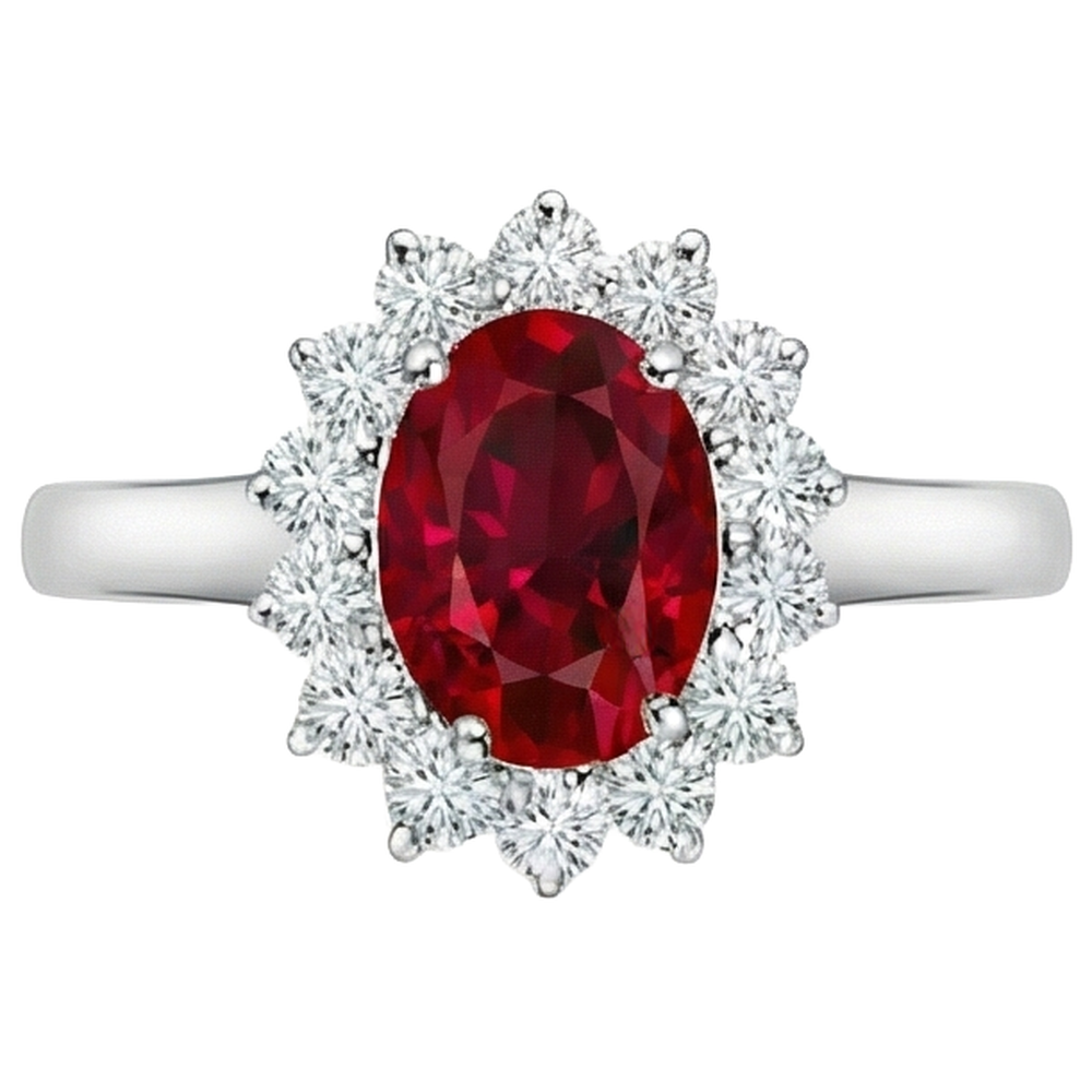 vero oval diamante 4.25carati anello vista frontale