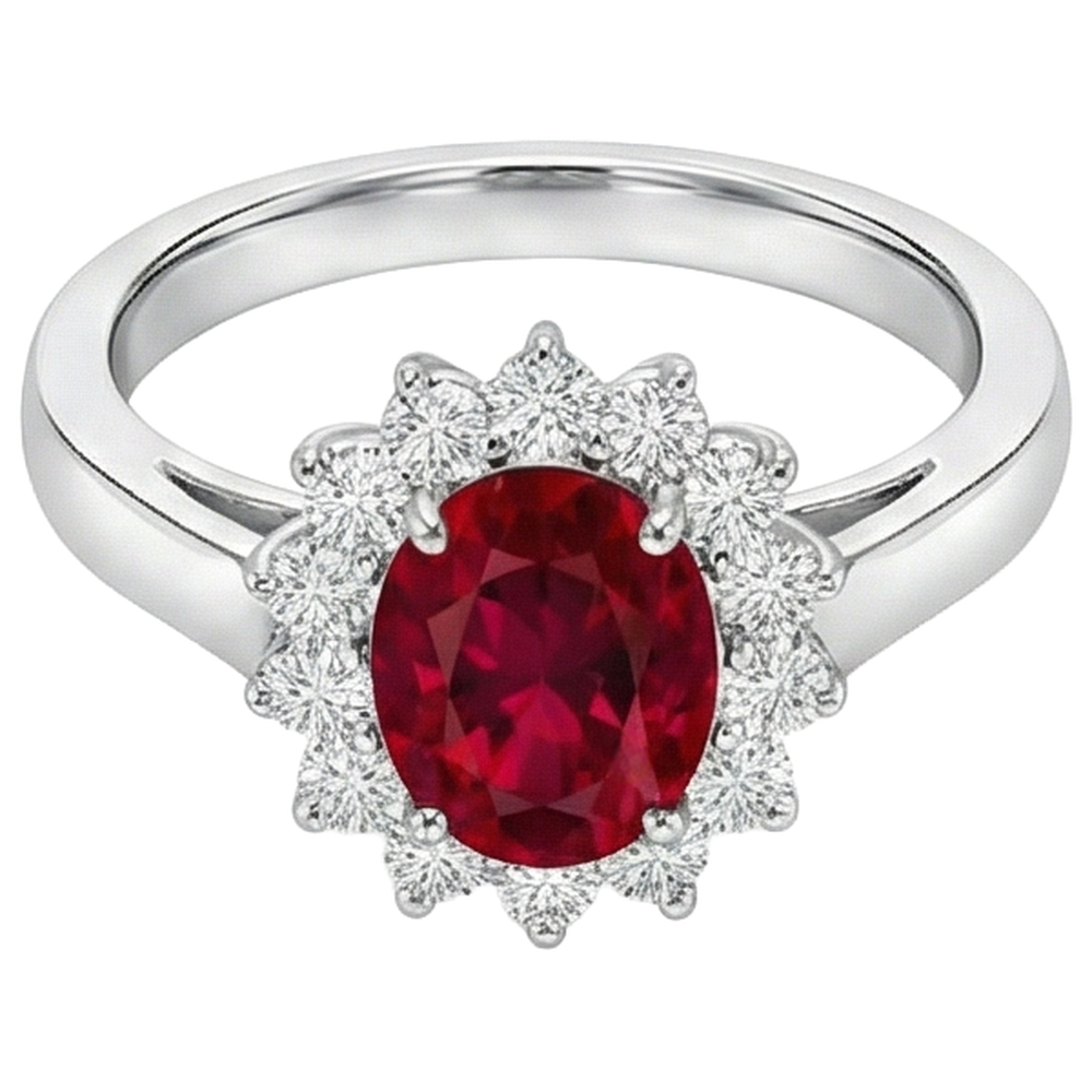 vero oval diamante 4.25carati anello angolo laterale