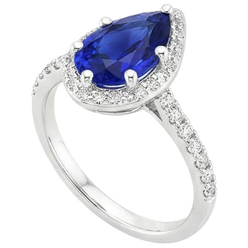 vero pear diamante 3.75carati anello dettaglio ravvicinato
