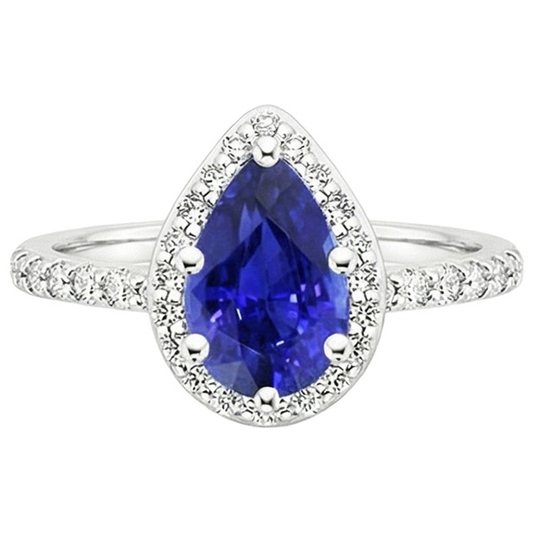 vero pear diamante 3.75carati anello vista di profilo