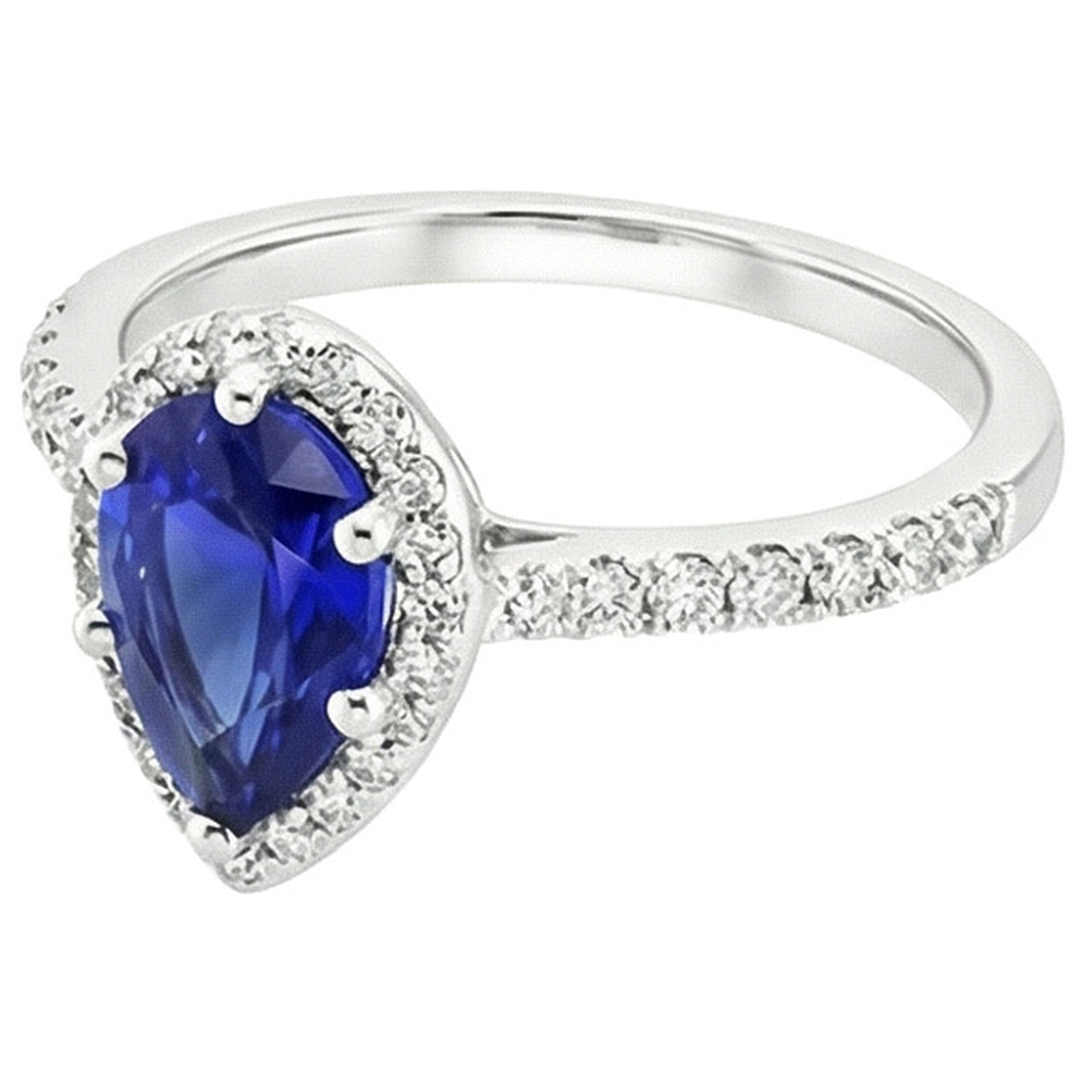 vero pear diamante 3.75carati anello su bianco