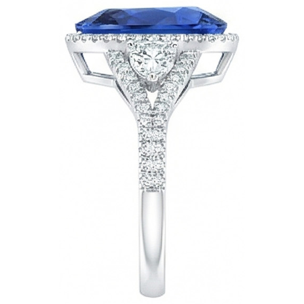 vero round diamante 4carati anello su bianco