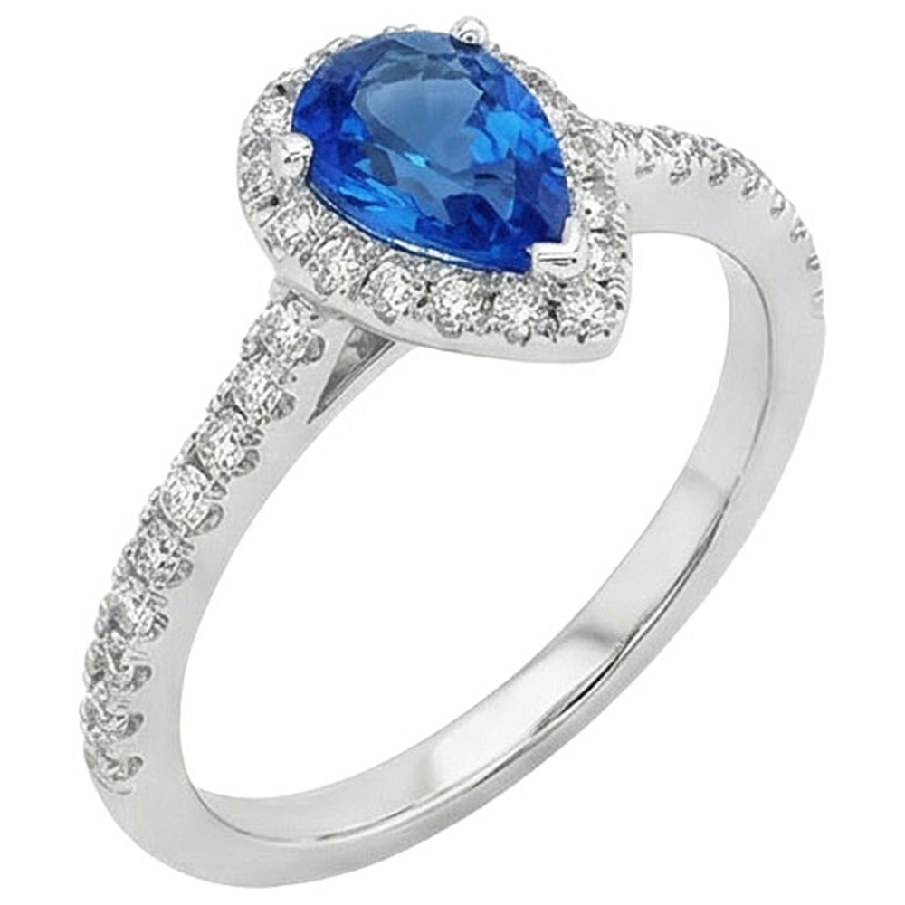 vero pear diamante 4.50carati anello vista frontale
