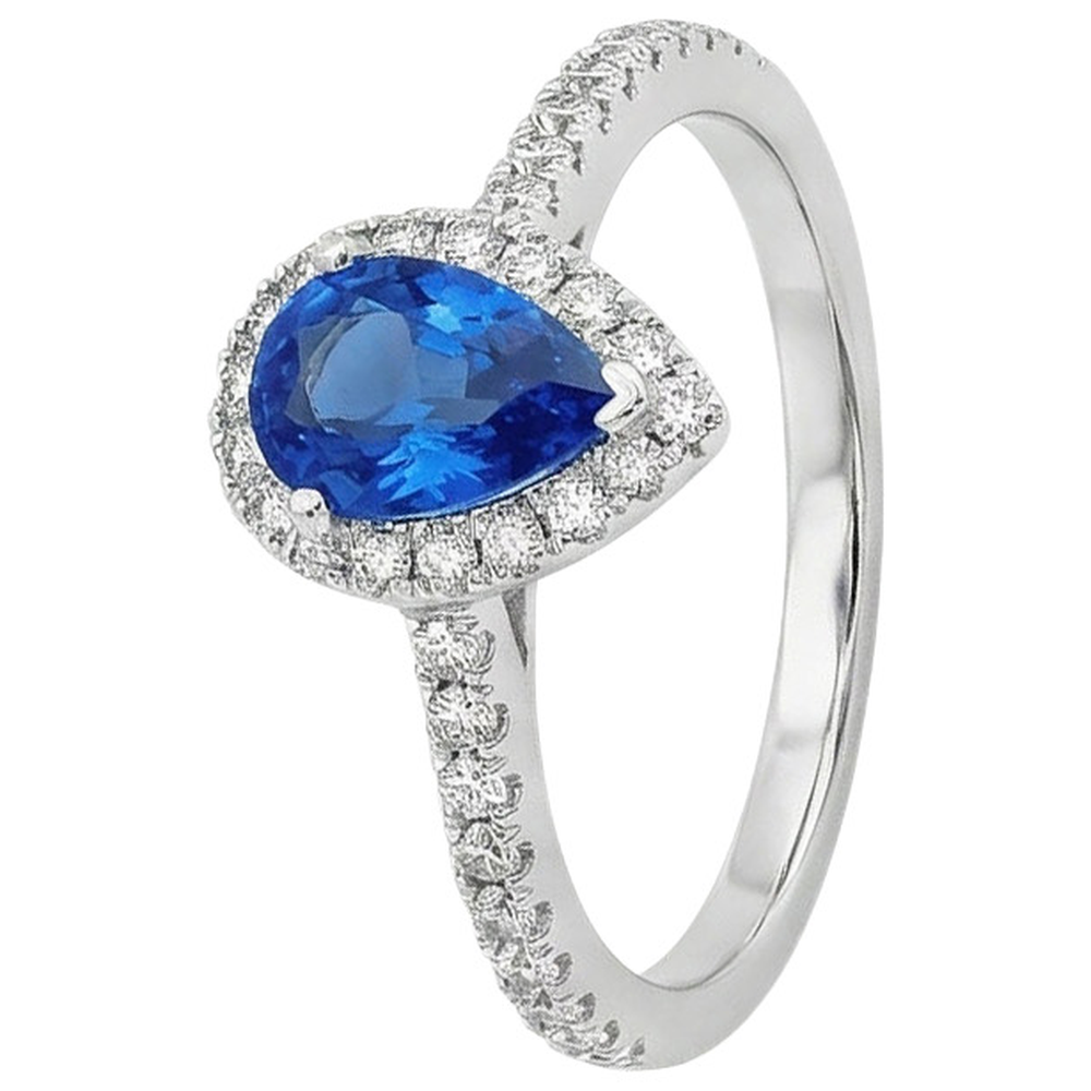 vero pear diamante 4.50carati anello angolo laterale