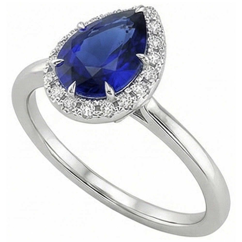 vero pear diamante 4.50carati anello angolo laterale